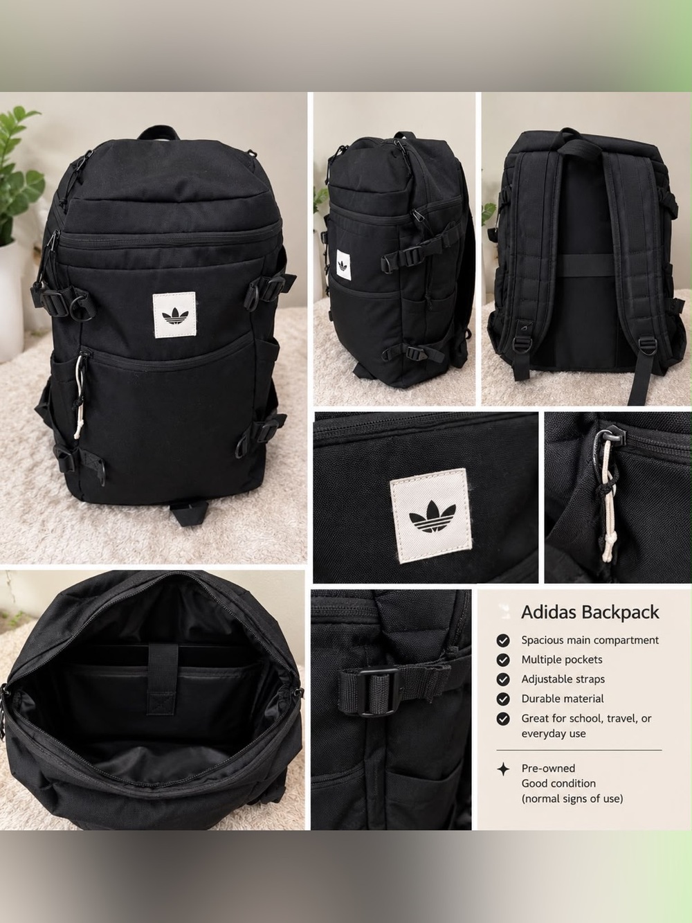 adidas Black Backpack with Trefoil Patch